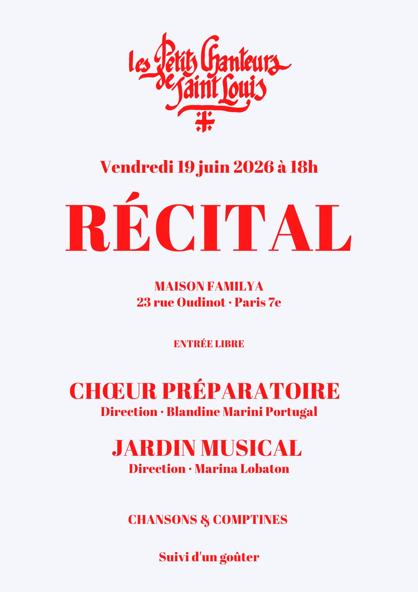 Récital concert chorale chant enfant Eveil musical Petits Chanteurs de Saint Louis Paris